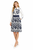 Floral Print Sheath Dress with Peter Pan Collar and Contrast Waistline