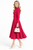 Fuchsia High-Neck Puff-Sleeve Belted Midi Coat Dress