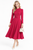 Fuchsia High Neck Puffy Long Sleeve Fit-&-Flare Midi Coat Dress