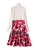 Camel Turtleneck Knit Top & Abstract Print Skirt Set
