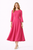 Fuchsia Fit-and-Flare Midi Dress with 3/4 Sleeves