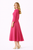 Fuchsia Fit-and-Flare Midi Dress with 3/4 Sleeves