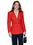 Red Textured Tweed Blazer with Gold Buttons