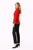 Red Textured Tweed Blazer with Gold Buttons