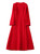 Red Bow-Collar A-Line Maxi Coat Dress