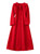 Red Maxi Coat Dress with Dramatic Bow Tie Collar