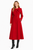 Red Maxi Coat Dress with Dramatic Bow Tie Collar