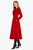 Red Maxi Coat Dress with Dramatic Bow Tie Collar