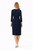 Navy Piped Sheath Pencil Dress with Keyhole Neckline