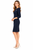 Navy Piped Keyhole-Neck Sheath Midi Dress