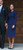 Navy Piped Keyhole-Neck Sheath Midi Dress