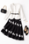 White Belted Fitted Jacket and Black A-line Floral Skirt Suit