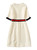 Cream A-line Dress with Cinched Waist and Quarter Sleeve