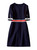Cream A-line Dress with Cinched Waist and Quarter Sleeve