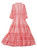 Tiered Fit-and-Flare Dress with Geo Print and Elbow-length Sleeves