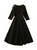 Black Silver Fern Embellished Fit-and-Flare Midi Dress
