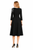 Black Embellished Fit-and-Flare Midi Dress with Elbow-length Sleeves