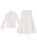 Embroidered Motif Oatmeal Belted Blazer & A-Line Skirt Suit