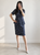 Navy Polka Dot Peplum Jacket & Pencil Skirt Set