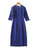 Sapphire Blue Knee-Length Dress with Lace Detailing and Fitted Silhouette