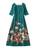 Green Floral Square-Neck Fit-and-Flare Dress