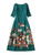 Green Floral Square-Neck Fit-and-Flare Dress