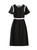 White Contrast-Trim Knee-Length Sheath Dress