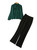 Green Pussy-Bow Blouse & Black Wide-Leg Trouser Set
