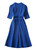 Royal Blue Embellishment Neckline Fluted Dress with Puffy Sleeve