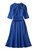 Royal Blue Embellishment Neckline Fluted Dress with Puffy Sleeve