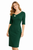 Green Elbow-Length Pencil Dress with Angled Collar