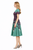 Green Floral Fit-and-Flared Pleated Dress Inspired by Queen Letizia