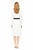 White Long-Sleeve Sheath Dress with Black Trim