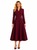 Burgundy double-breasted wrap coat dress – front view