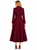 Burgundy Long Sleeve Double-Breasted Wrap Coat Dress