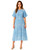 Multi-Colored Printed Flutter Sleeve Fit-and-Flare Chiffon Midi Dress