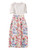 Ruffled Short Sleeved White Top & Watercolour Jacquard A-line Midi Skirt Set
