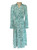White & Green Leopard Pansy Silk Maxi Shirt Dress