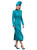 Teal Military Style Button Front High Collar Midi Coat Dress