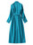 Teal Military Style Button Front High Collar Midi Coat Dress