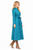 Teal Military Style Button Front High Collar Midi Coat Dress