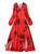 Red Juliet Flower Spirits Wrapped Bodice Pleated Maxi Dress