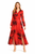 Red Juliet Flower Spirits Wrapped Bodice Pleated Maxi Dress