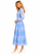 Baby-blue Boho Blouson-sleeved Cornflower  Maxi Dress with a High-neck Collar