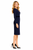 Navy Jersey Sheath Midi Dress with Black Velvet Waistband