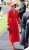 Bright Red V-Neck Puff-Sleeve Midi Dress