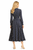 Navy/White Polka Dot High-Neck Ruffled Midi Dress