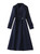 Navy Notched-Collar Belted Wool-Blend Midi Coat