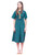 Teal Cape-Sleeve A-Line Midi Dress with Front Slit