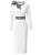 White Bow-Detail Contrast-Waist Sheath Midi Dress
